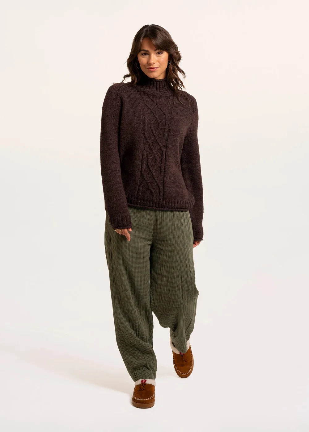Brakeburn Brown Agnes Texture Stitch Knitted Roll Neck Jumper - 16 Image 1