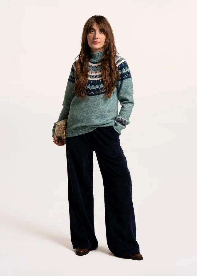 Brakeburn Turquoise Alma Fairisle Knitted Roll Neck Jumper