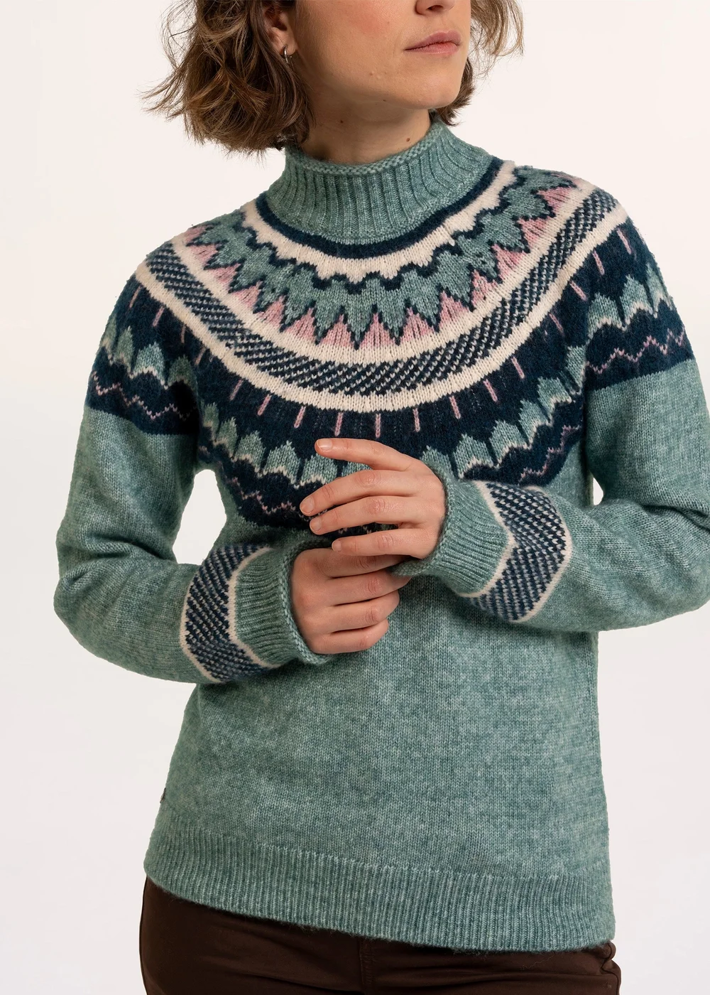 Brakeburn Turquoise Alma Fairisle Knitted Roll Neck Jumper - 8 Image 4
