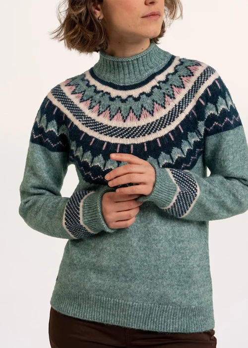 Brakeburn Turquoise Alma Fairisle Knitted Roll Neck Jumper - 8 Image 4