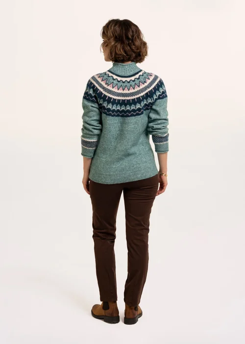 Brakeburn Turquoise Alma Fairisle Knitted Roll Neck Jumper - 8 Image 2