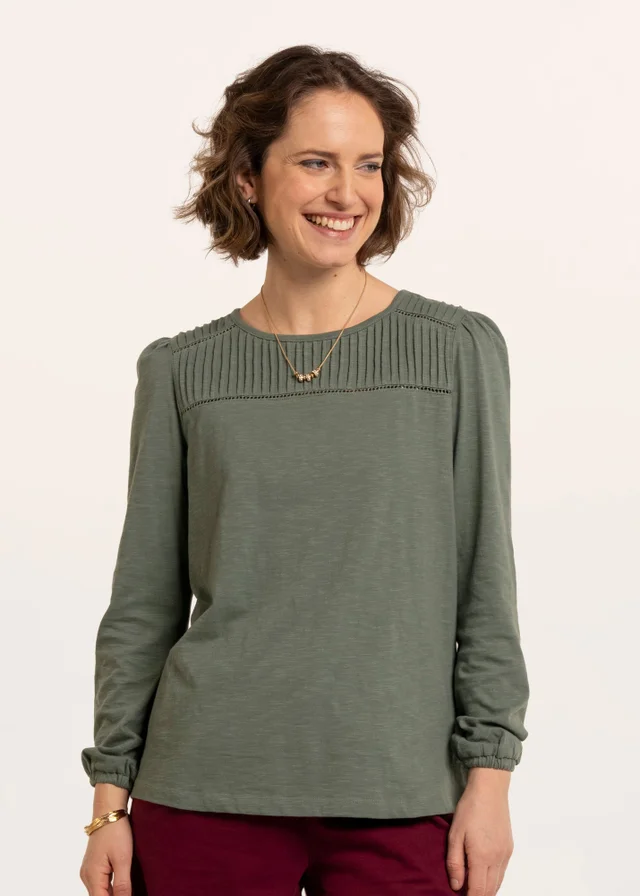 Brakeburn Green Zofia Ladder Trim Long Sleeve T-Shirt
