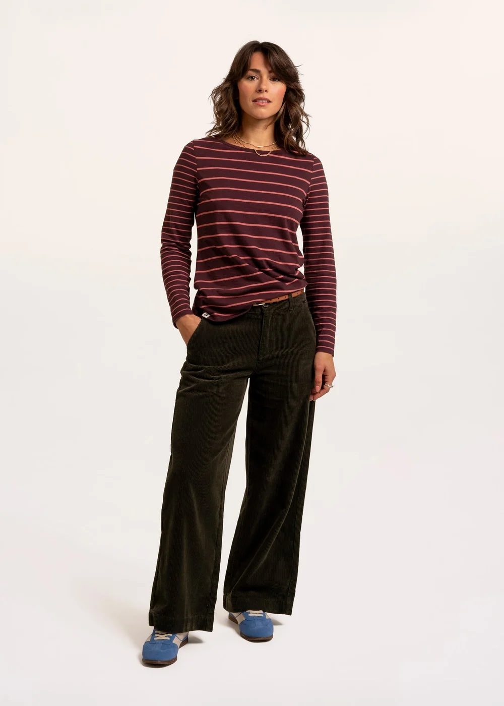 Brakeburn Burgundy Branksome Thick & Thin Stripe Long Sleeve T-Shirt - 14 Image 5