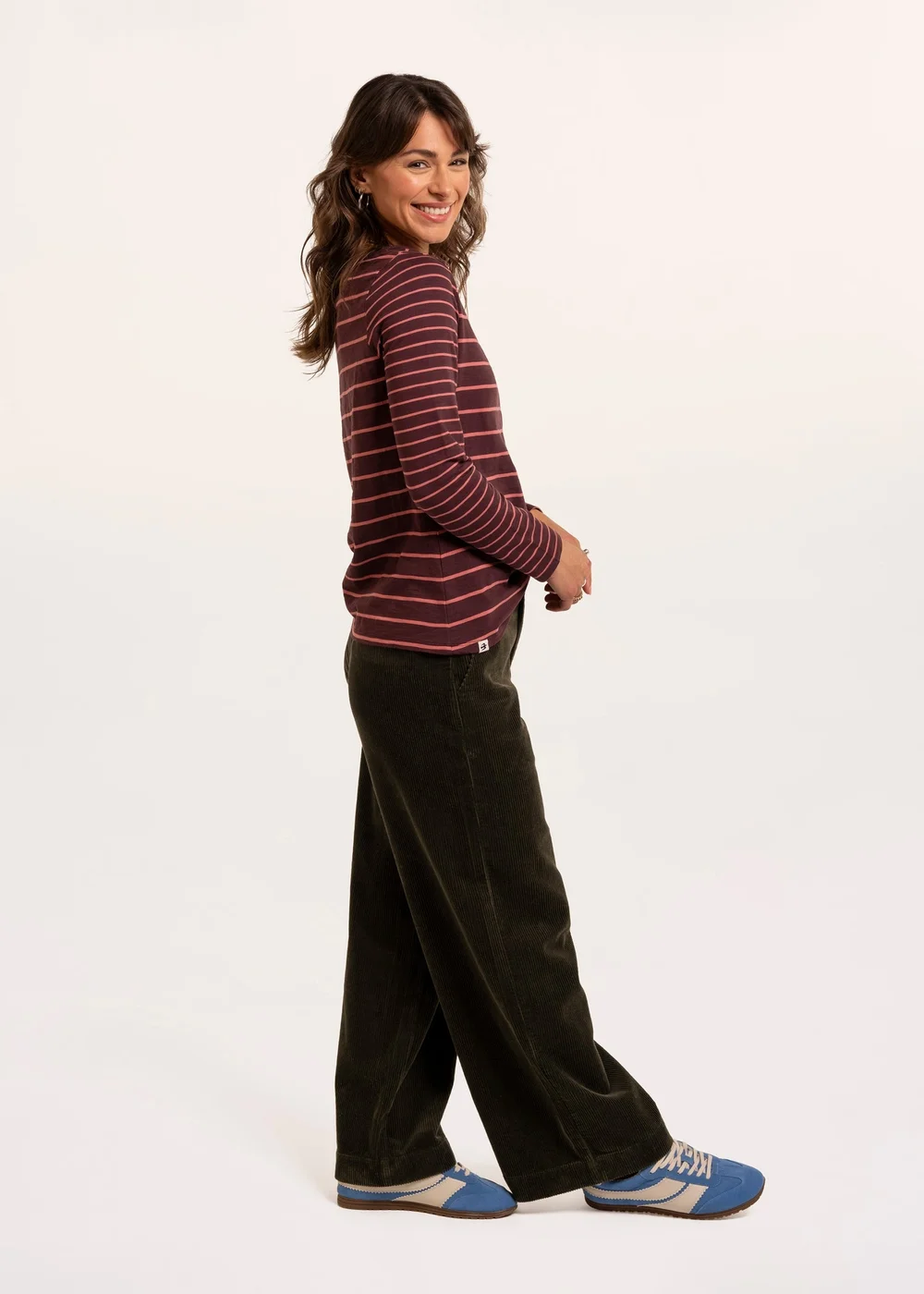 Brakeburn Burgundy Branksome Thick & Thin Stripe Long Sleeve T-Shirt - 14 Image 3
