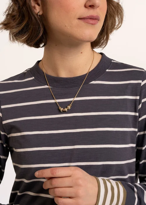 Brakeburn Navy Exbury Cuff Detail Stripe Long Sleeve T-Shirt - 16 Image 4