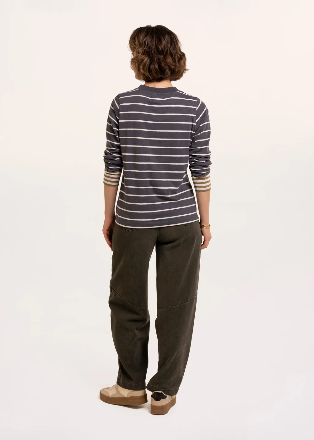Brakeburn Navy Exbury Cuff Detail Stripe Long Sleeve T-Shirt - 16 Image 2