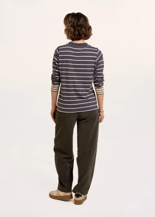 Brakeburn Navy Exbury Cuff Detail Stripe Long Sleeve T-Shirt - 16 Image 2