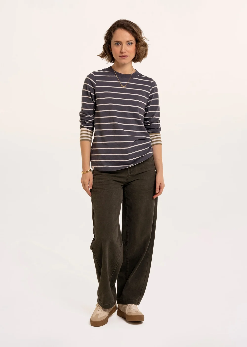 Brakeburn Navy Exbury Cuff Detail Stripe Long Sleeve T-Shirt - 16 Image 5