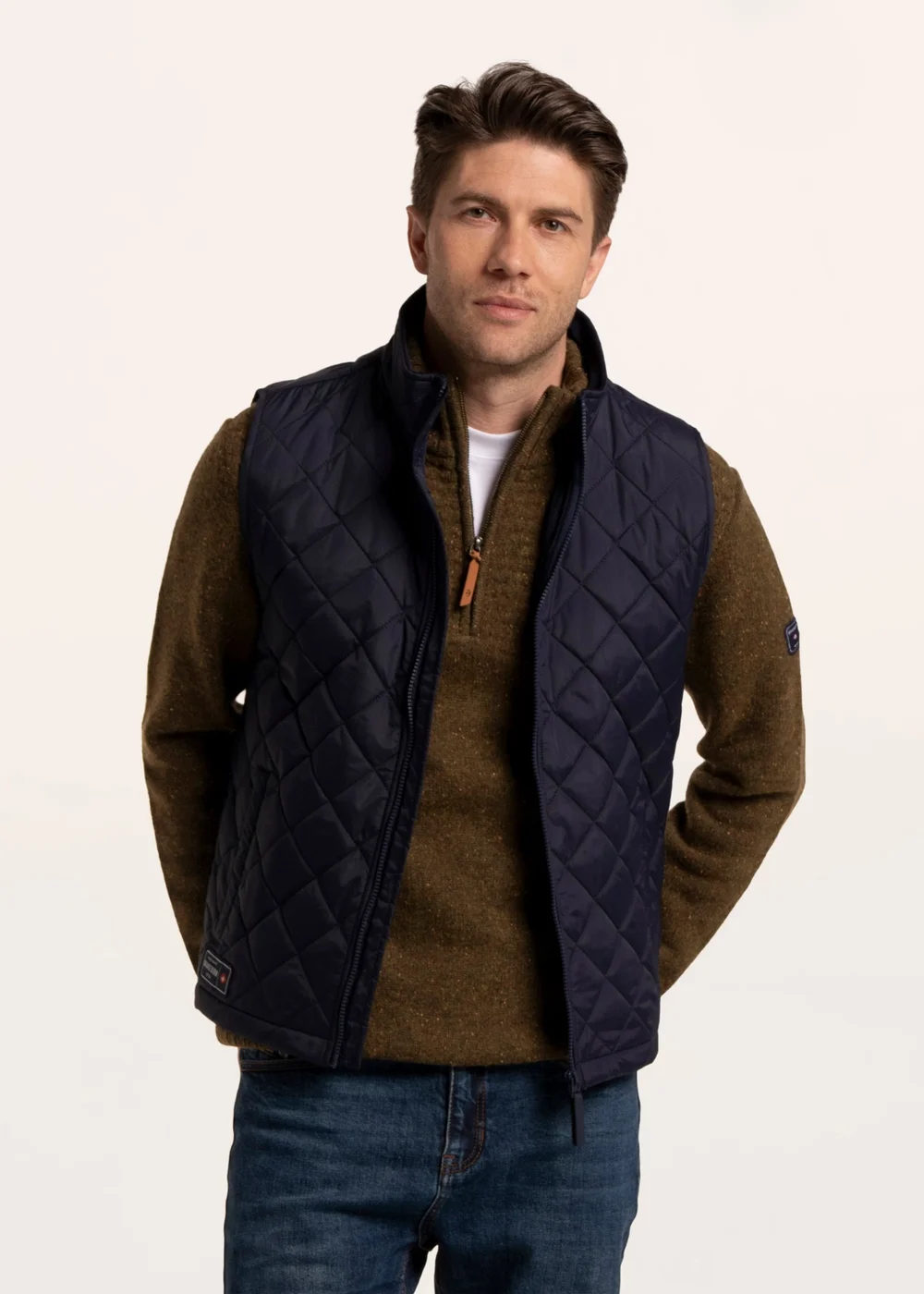 Brakeburn Navy Bayswater Bomber Rib Collar Gilet - L Image 1