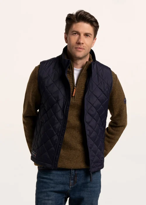 Brakeburn Navy Bayswater Bomber Rib Collar Gilet - L Image 1
