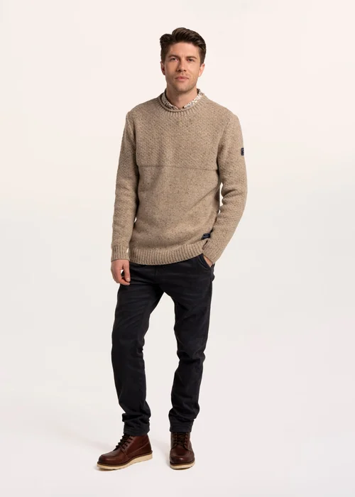 Brakeburn Beige Bounds Cable Crew Neck Knitted Jumper - XL Image 5