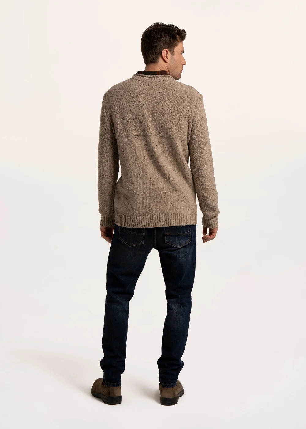 Brakeburn Beige Bounds Cable Crew Neck Knitted Jumper - XL Image 2