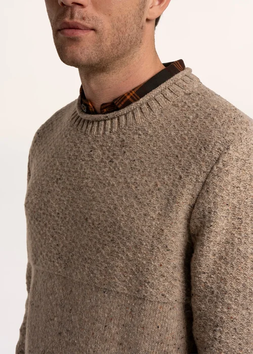 Brakeburn Beige Bounds Cable Crew Neck Knitted Jumper - XL Image 4