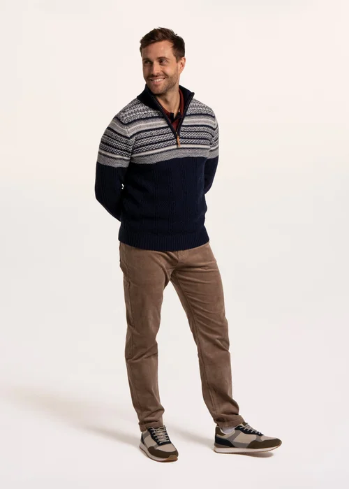 Brakeburn Navy Cross harbour Fairisle 1/2 Neck Knitted jumper - 2XL Image 3