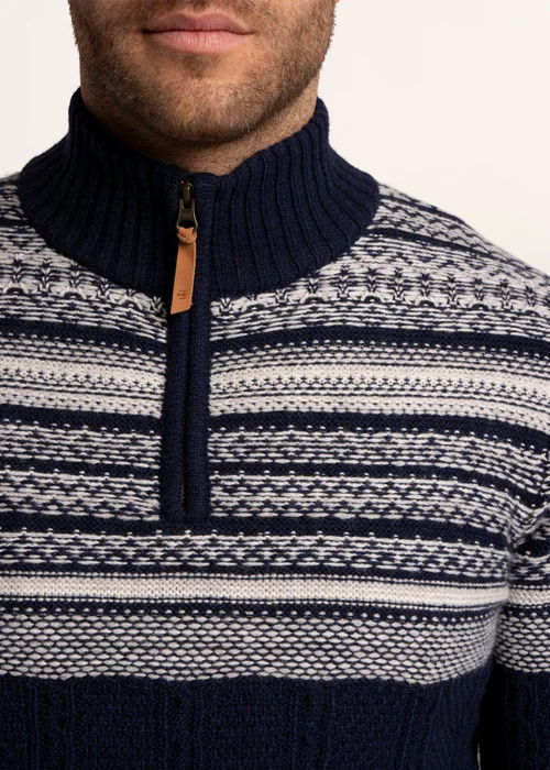 Brakeburn Navy Cross harbour Fairisle 1/2 Neck Knitted jumper - 2XL Image 4