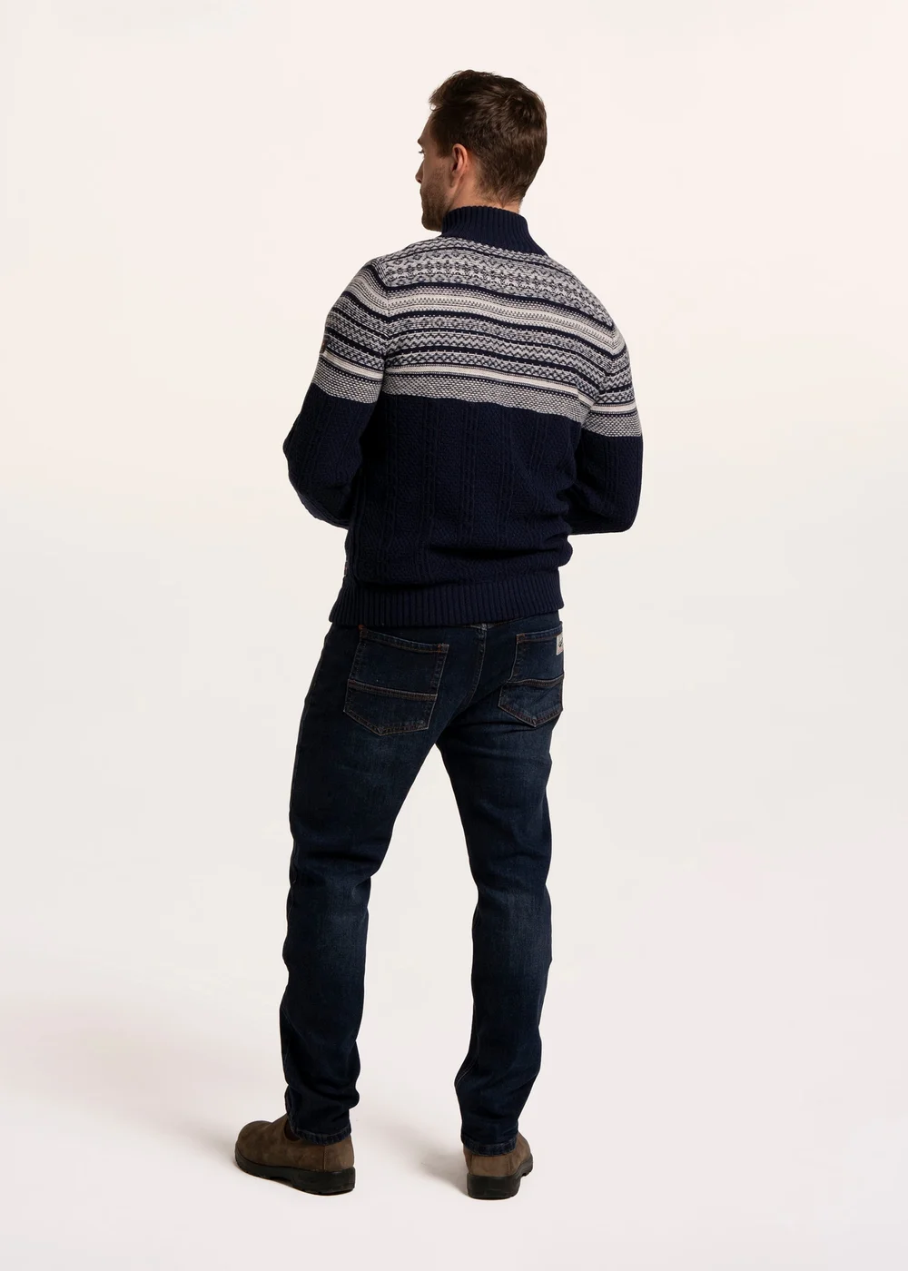 Brakeburn Navy Cross harbour Fairisle 1/2 Neck Knitted jumper - 2XL Image 2
