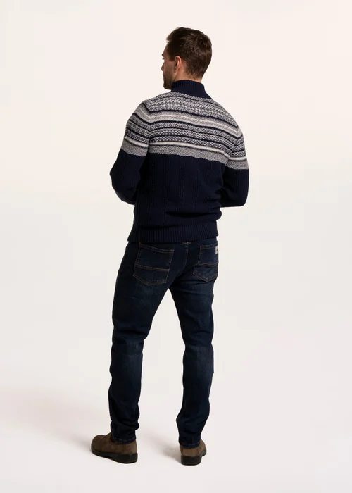 Brakeburn Navy Cross harbour Fairisle 1/2 Neck Knitted jumper - 2XL Image 2