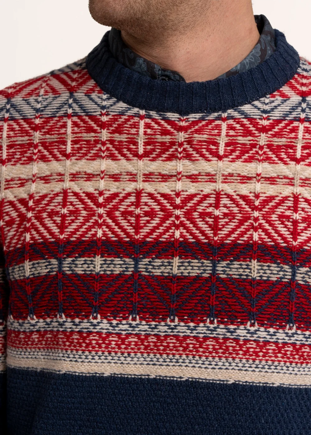 Brakeburn Navy Clapham Fairisle Crew Neckknitted Jumper - M Image 4
