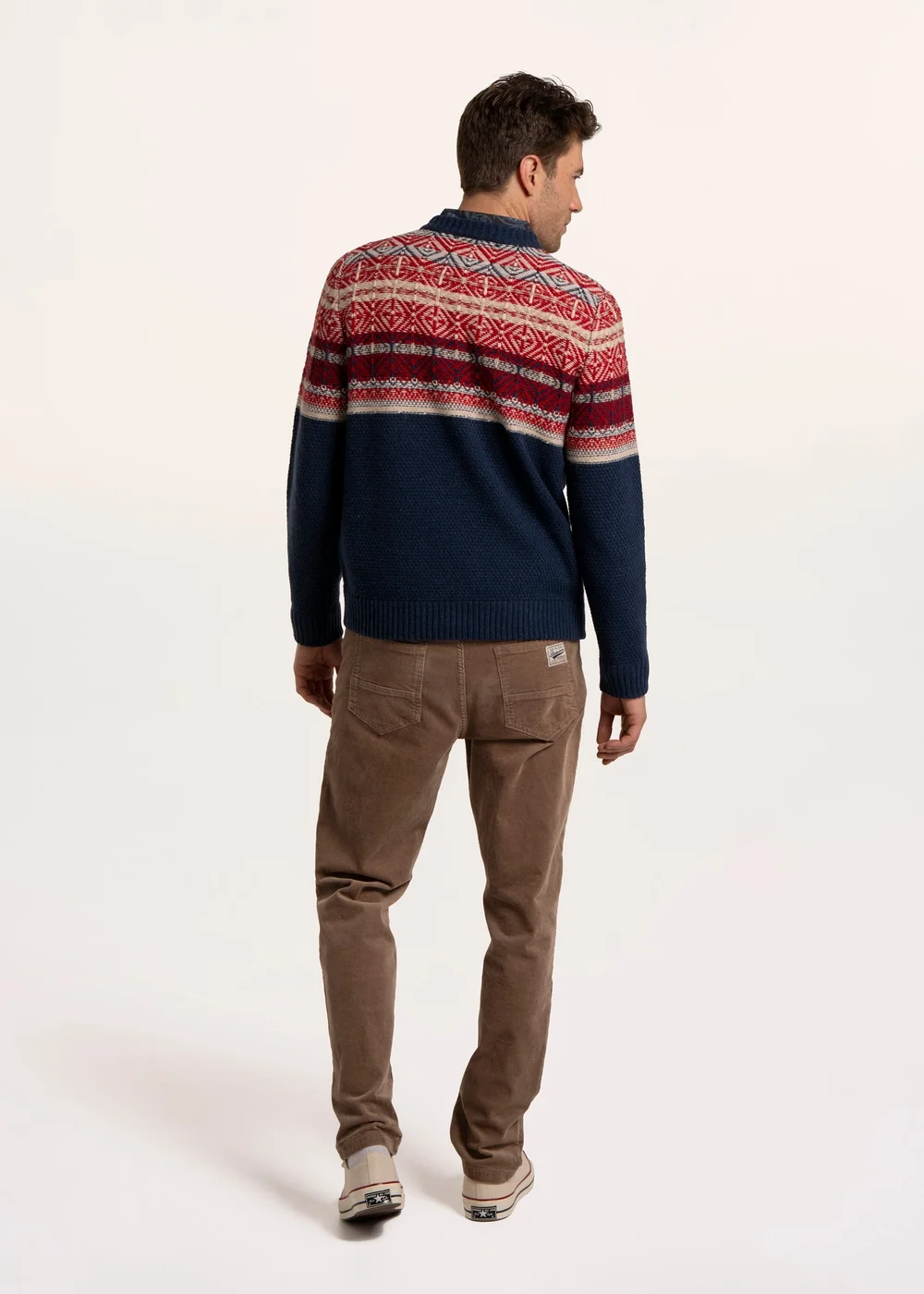Brakeburn Navy Clapham Fairisle Crew Neckknitted Jumper - M Image 2