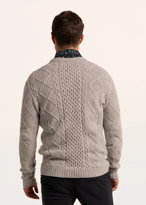 Brakeburn Grey Chorleywood Cable Crew Neck Knitted Jumper - M Image 2