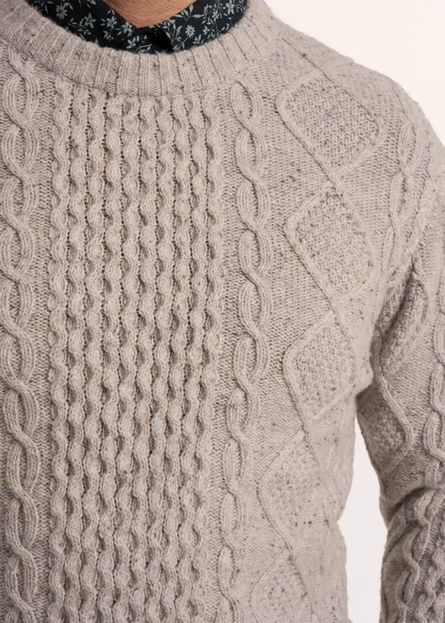 Brakeburn Grey Chorleywood Cable Crew Neck Knitted Jumper - M Image 4