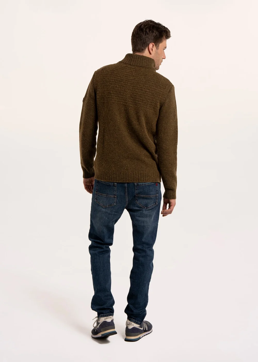 Brakeburn Khaki Earl 1/2 Zip Knitted Jumper - 2XL Image 2