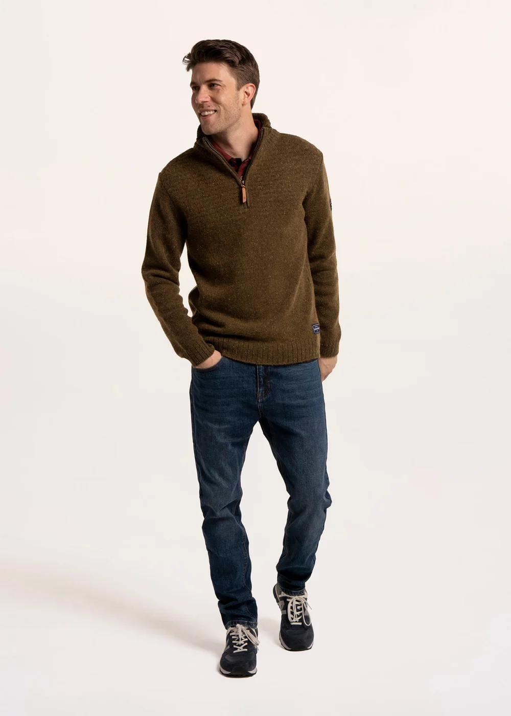 Brakeburn Khaki Earl 1/2 Zip Knitted Jumper - 2XL Image 3