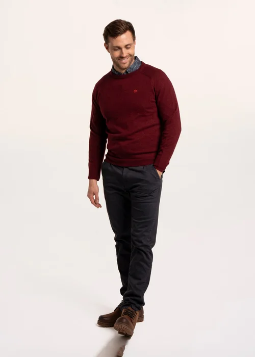 Brakeburn Burgundy Brentwood Crew Neck Knitted Jumper - L Image 3