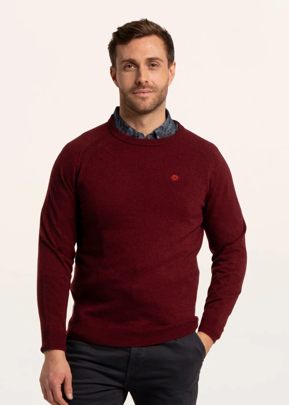 Brakeburn Burgundy Brentwood Crew Neck Knitted Jumper - L Image 5