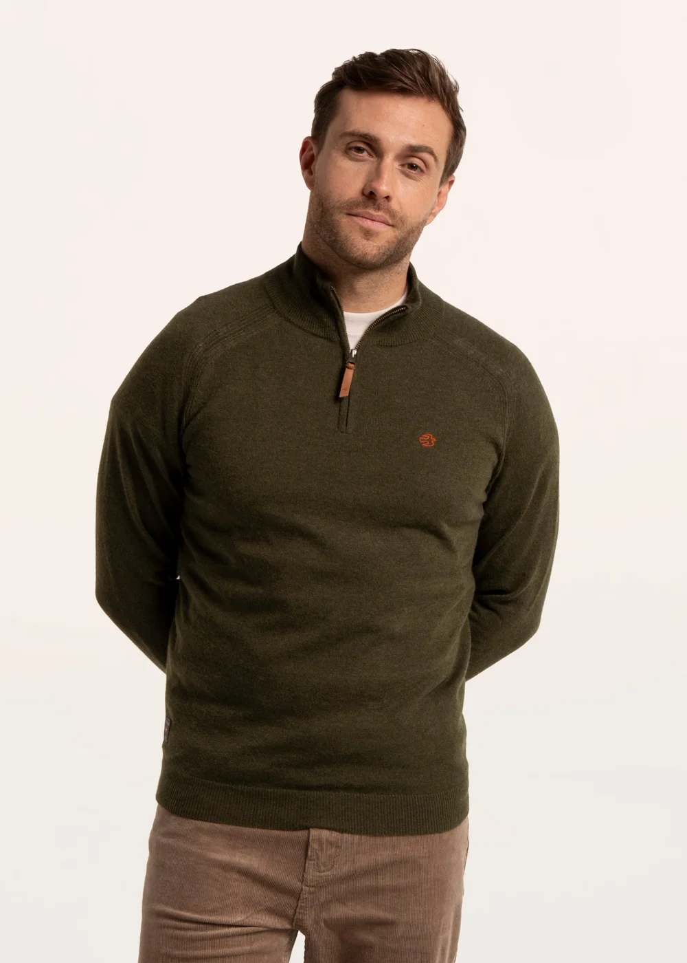 Brakeburn Green Buckhurst 1/2 Zip Knitted Jumper - L Image 3