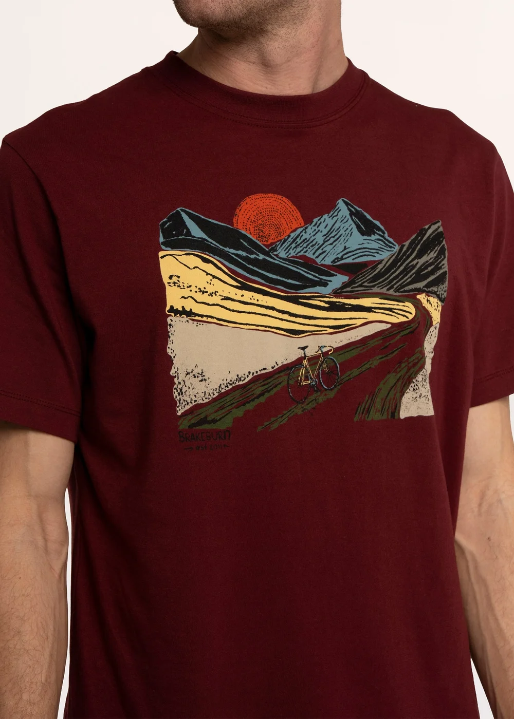 Brakeburn Burgundy Kenton Abstract Bike Landscape T-Shirt - 2XL Image 3