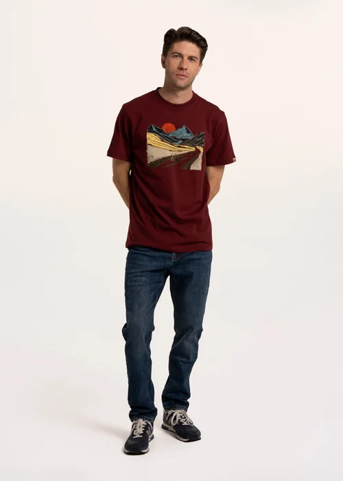 Brakeburn Burgundy Kenton Abstract Bike Landscape T-Shirt - 2XL Image 1