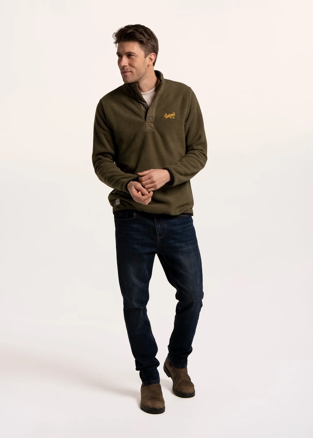 Brakeburn Green Ipley Micro Fleece 1/4 Popper Sweat - XL Image 5