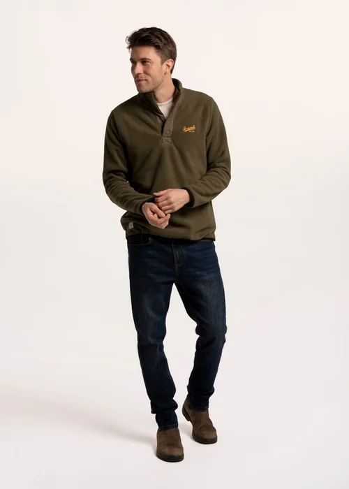 Brakeburn Green Ipley Micro Fleece 1/4 Popper Sweat - XL Image 5