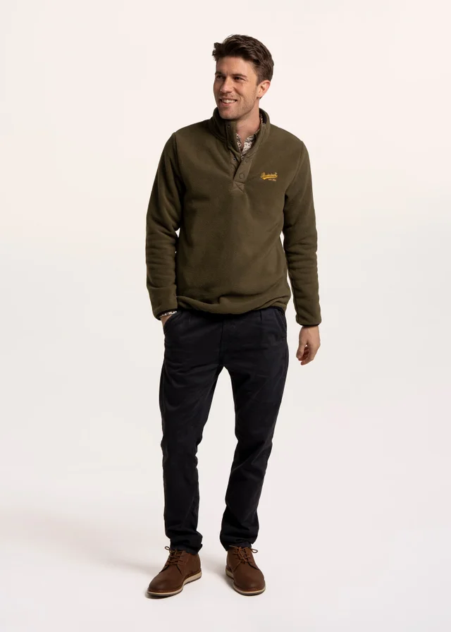 Brakeburn Green Ipley Micro Fleece 1/4 Popper Sweat