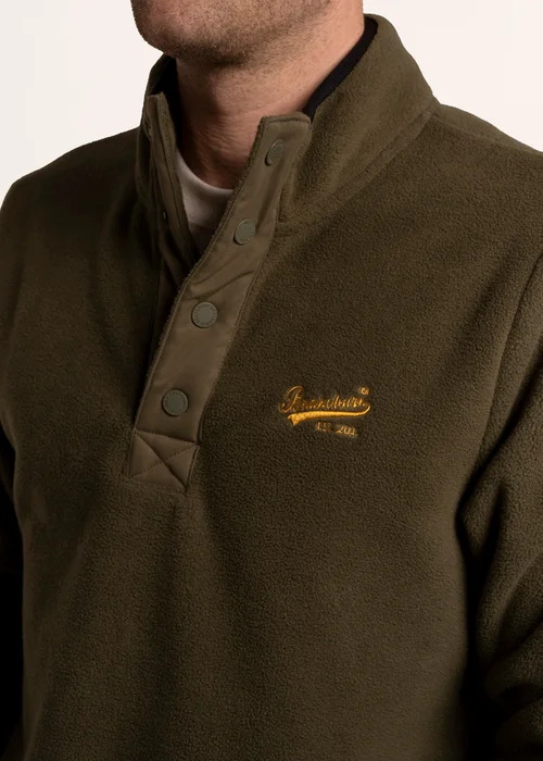 Brakeburn Green Ipley Micro Fleece 1/4 Popper Sweat - XL Image 4