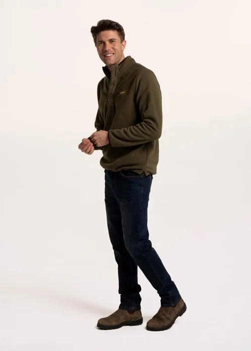 Brakeburn Green Ipley Micro Fleece 1/4 Popper Sweat - XL Image 3