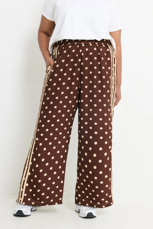 Yours Limited Curve Brown Polka Dot Side Stripe Trousers - 14 Image 2