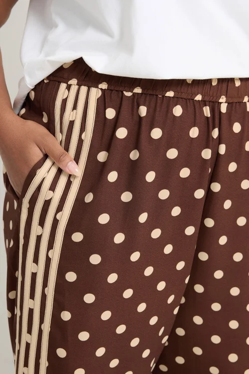 Yours Limited Curve Brown Polka Dot Side Stripe Trousers - 14 Image 5