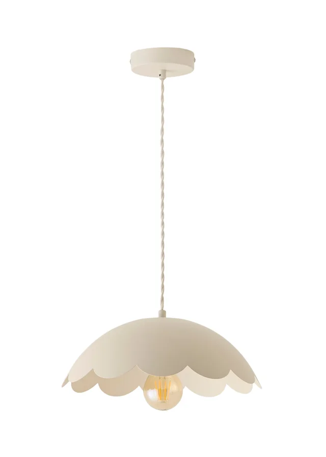 ValueLights Millie Cream Flower Scallop Ceiling Pendant