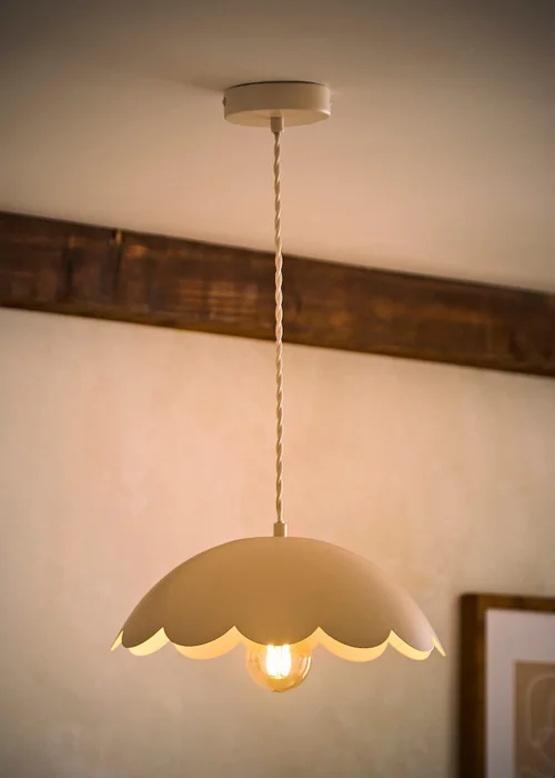 ValueLights Millie Cream Flower Scallop Ceiling Pendant - One Size Image 3