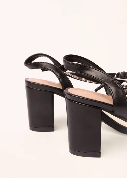 Blue Vanilla Black Bling Strap Block Heels - 8 Image 4