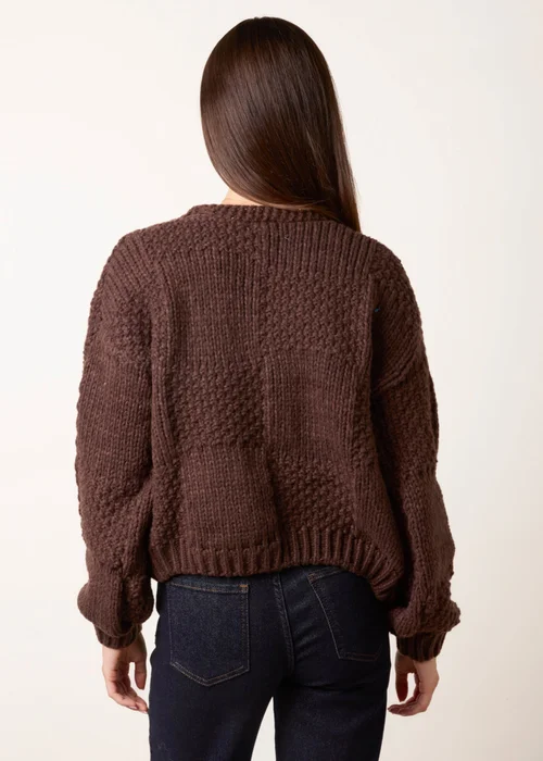 Blue Vanilla Brown Flower Embroidery Cardigan - S/M Image 4