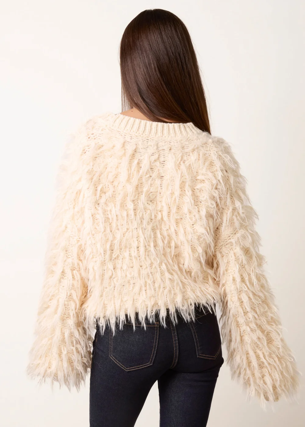 Blue Vanilla Cream Fluffy Knit Cardigan - S/M Image 4