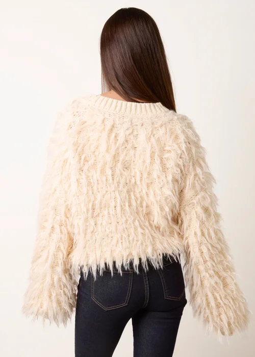 Blue Vanilla Cream Fluffy Knit Cardigan - S/M Image 4