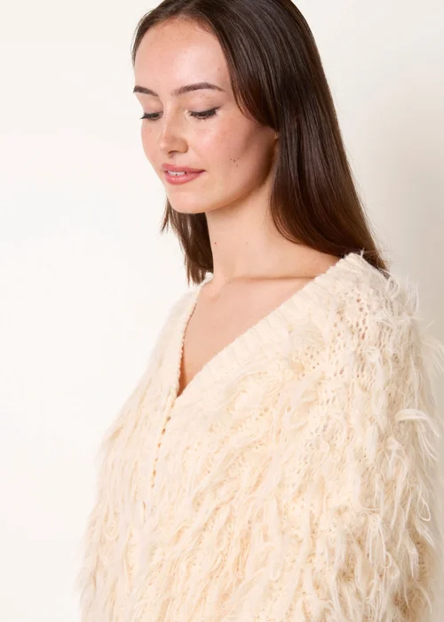 Blue Vanilla Cream Fluffy Knit Cardigan - S/M Image 3