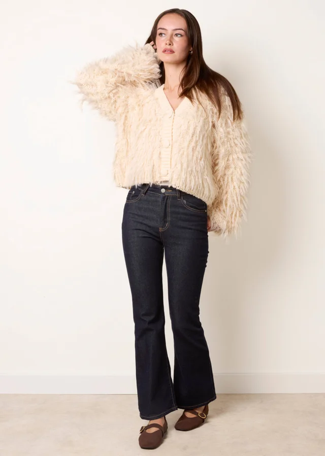 Blue Vanilla Cream Fluffy Knit Cardigan