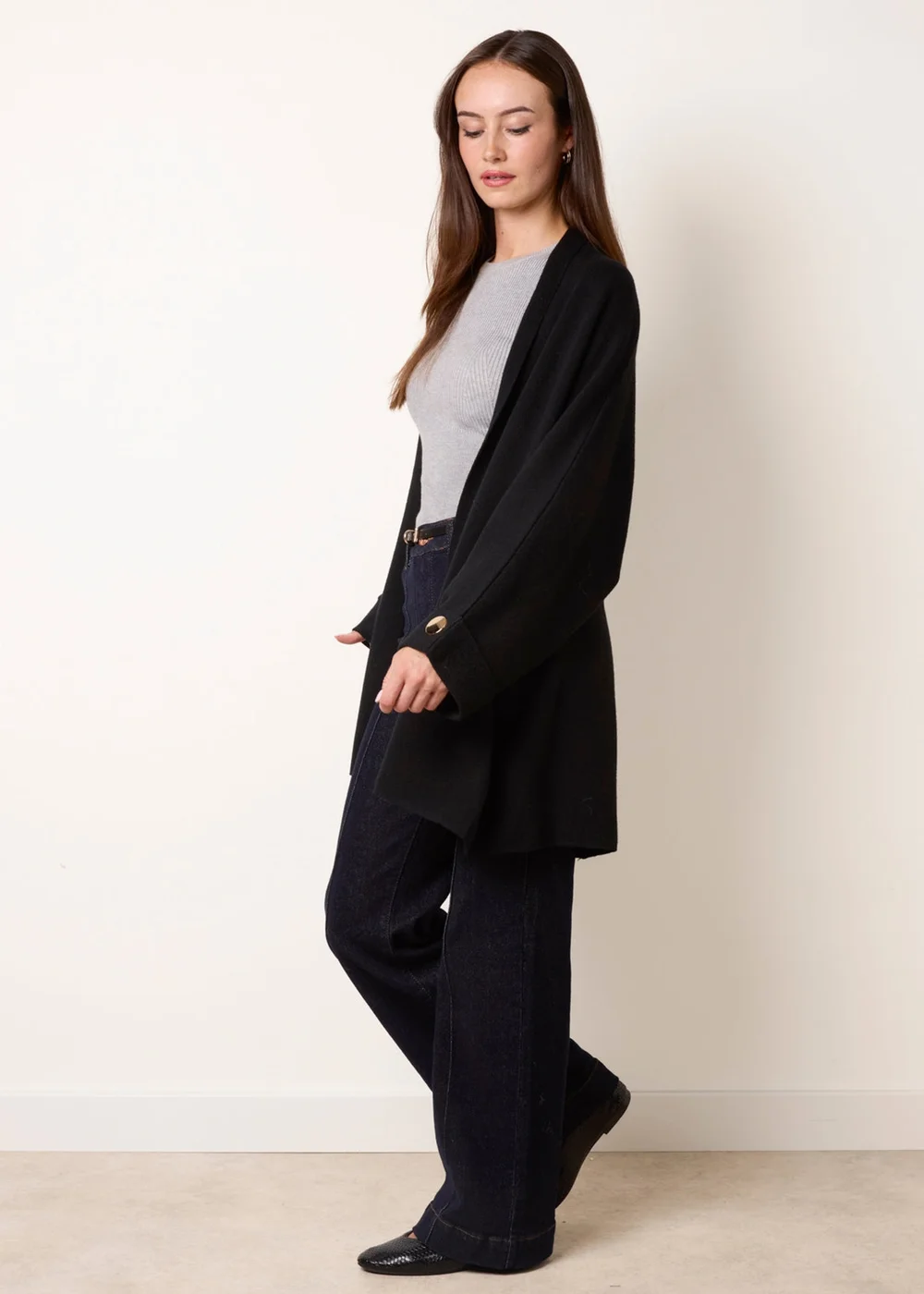 Blue Vanilla Black Heavy Knit Cardigan - One Size Image 2