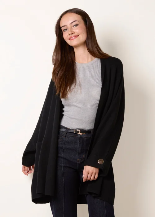 Blue Vanilla Black Heavy Knit Cardigan - One Size Image 1