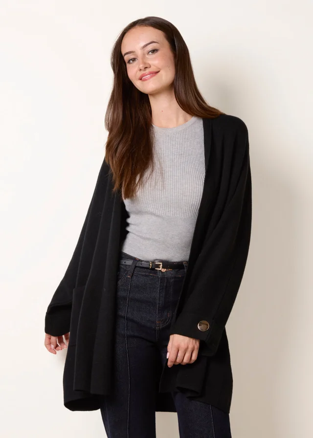 Blue Vanilla Black Heavy Knit Cardigan